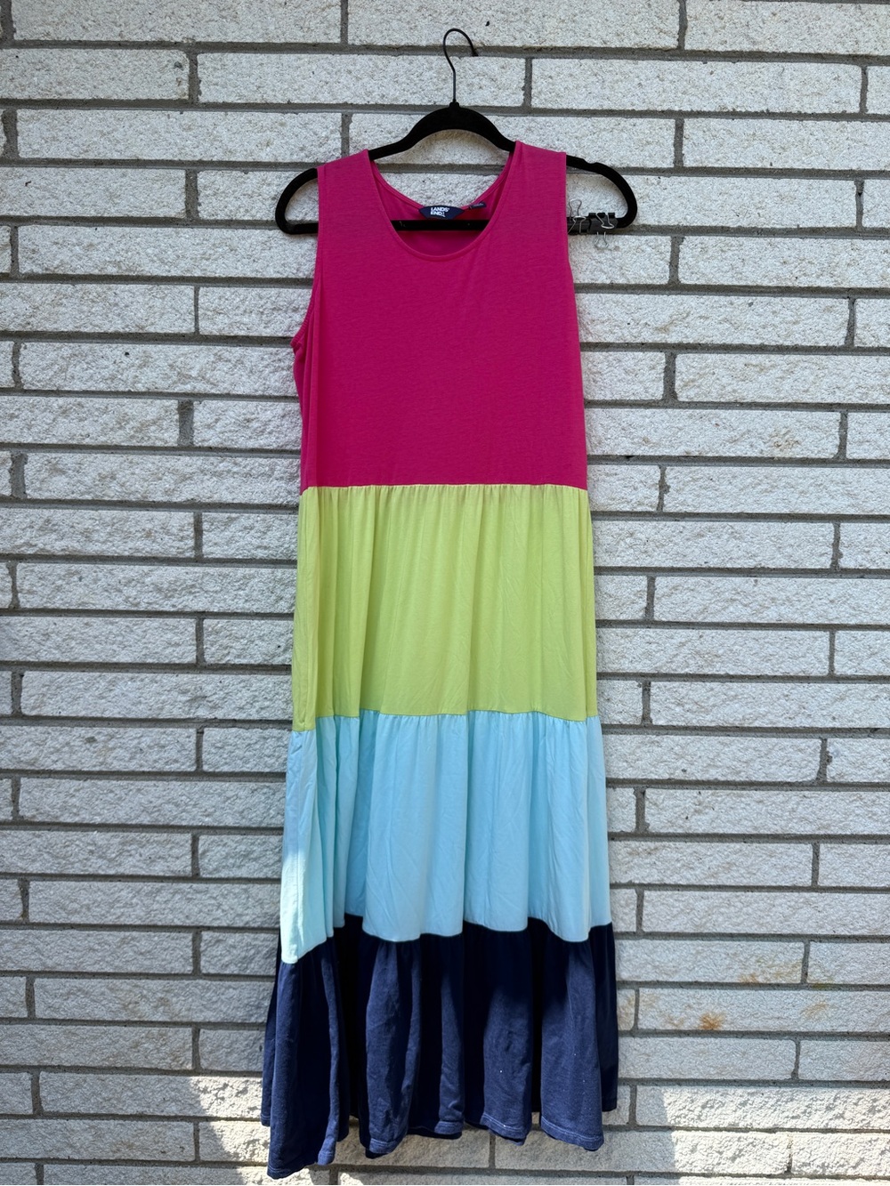 Girls Colorblock Sleeveless Maxi Dress - Pink, Lime, Light Blue & Navy